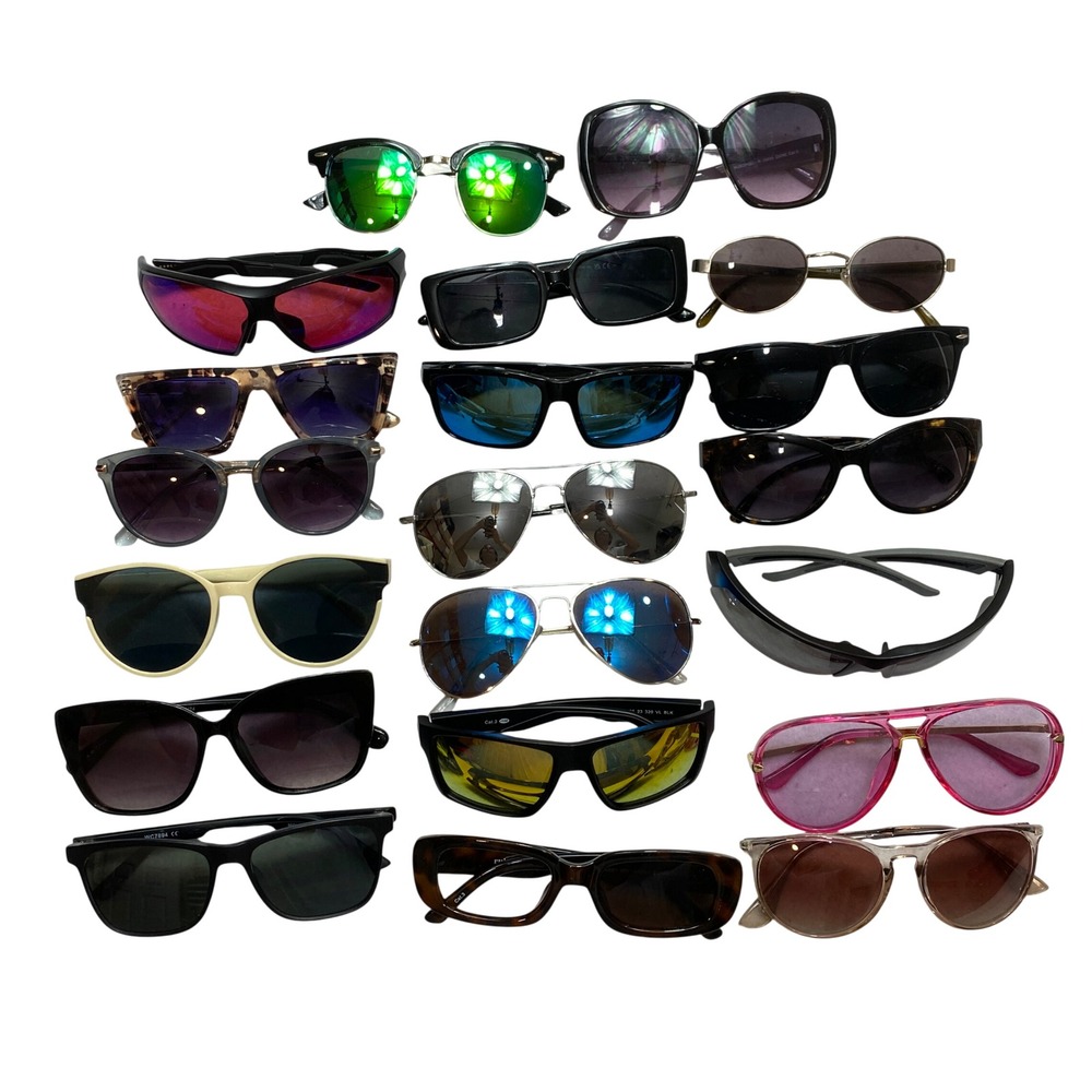 Lot Of 20 Mixed Brand Sunglasses Lot Unisex OS Multi Aviator Sport Bundle